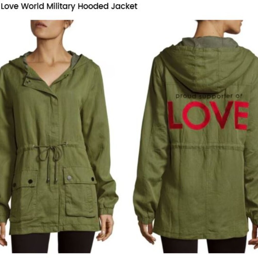 In Search Of ...Peace Love World Military Hooded Jacket